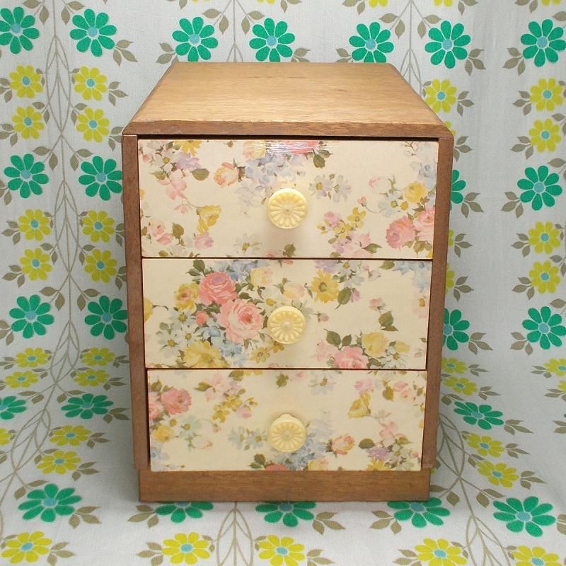 昭和レトロ 花柄 3段小引出し - USA＆レトロ雑貨の店 RERA RERA RU