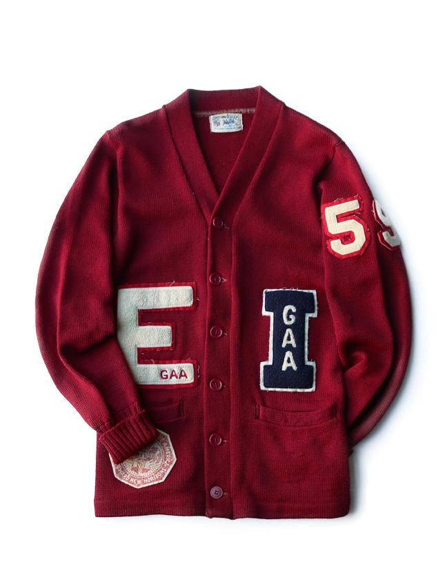 50s PURITAN LETTERED KNIT CARDIGAN SIZE 36 | 1940〜50年代の