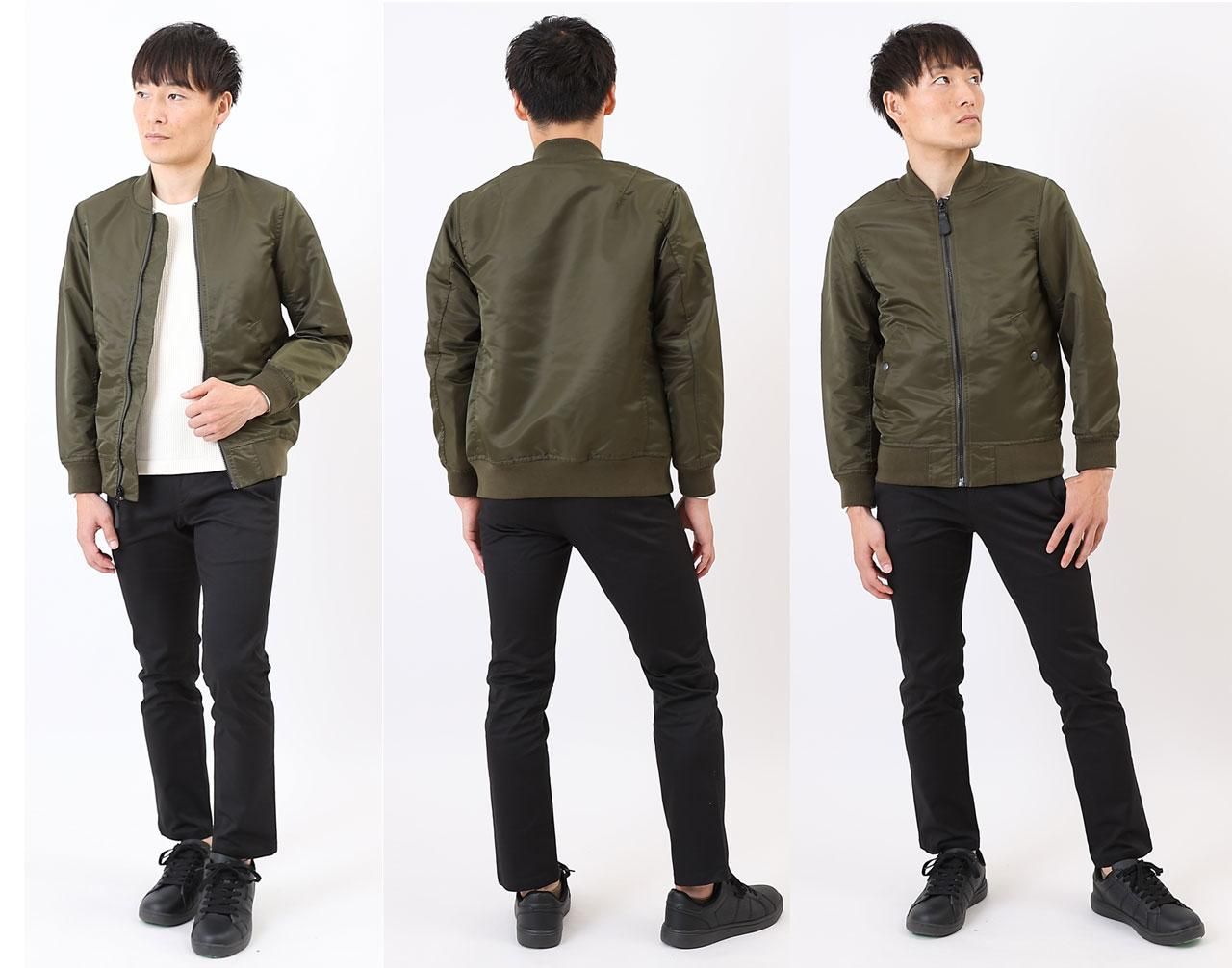 小柄・低身長な男性のためのMA-1ジャケット（カーキ・ネイビー/XS