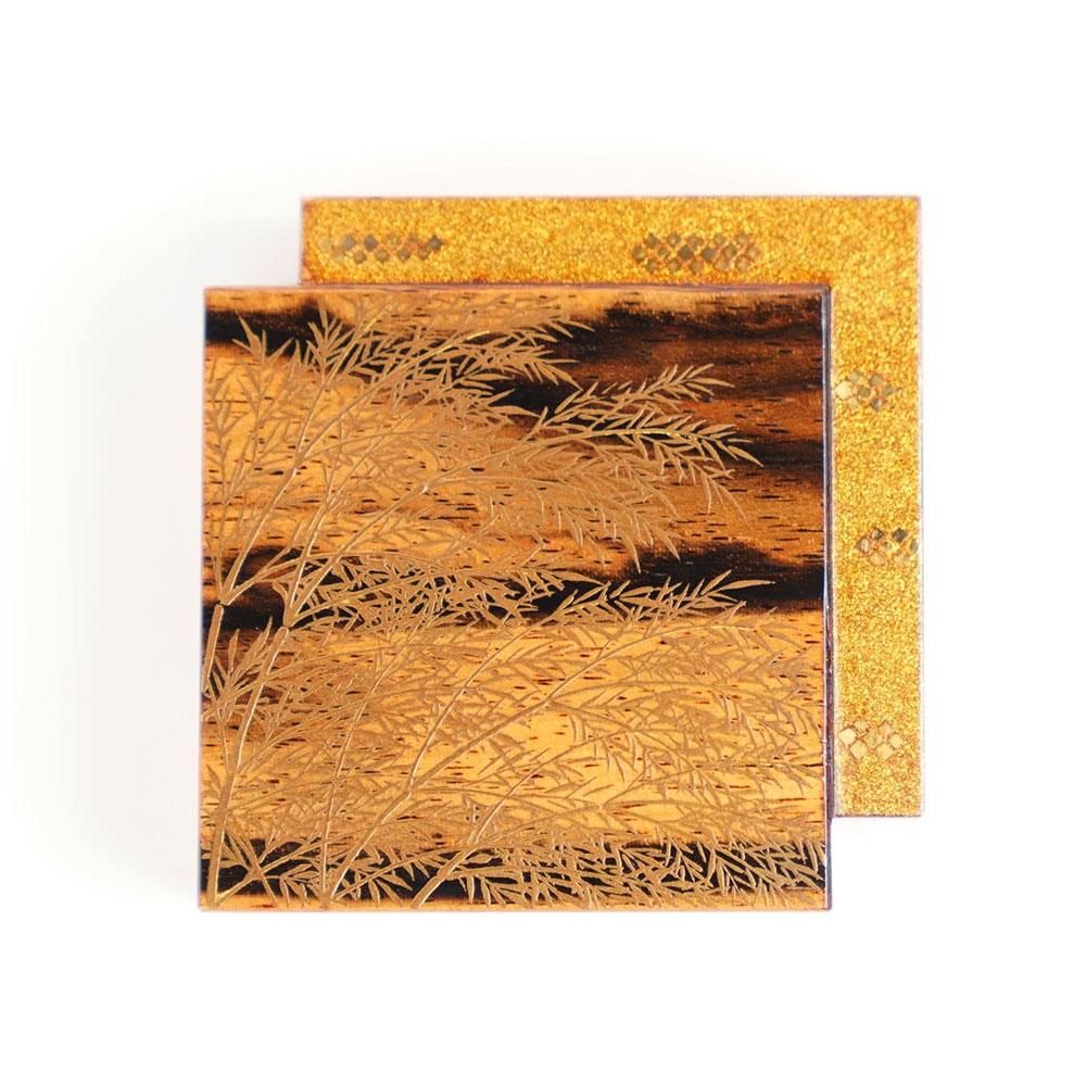 竹に雀蒔絵 色紙重ね香合 - うるしアートはりや通販｜針谷蒔絵