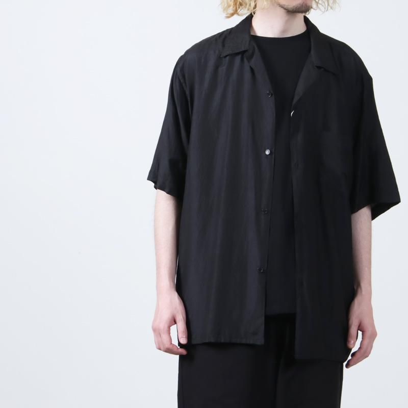 COMOLI (コモリ) ウールシルク 半袖オープンカラーシャツ