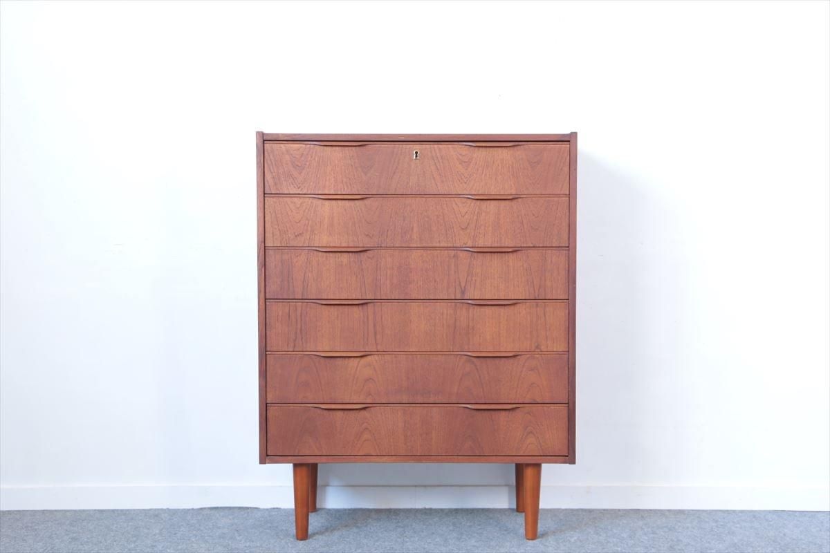6段チェスト(チーク)/デンマーク家具/K243-143 - 北欧アンティークと
