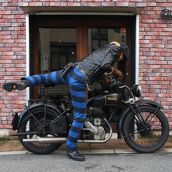 BARKBOX Original 英国産 ムートン 襟 ライダース ロンジャン ステア