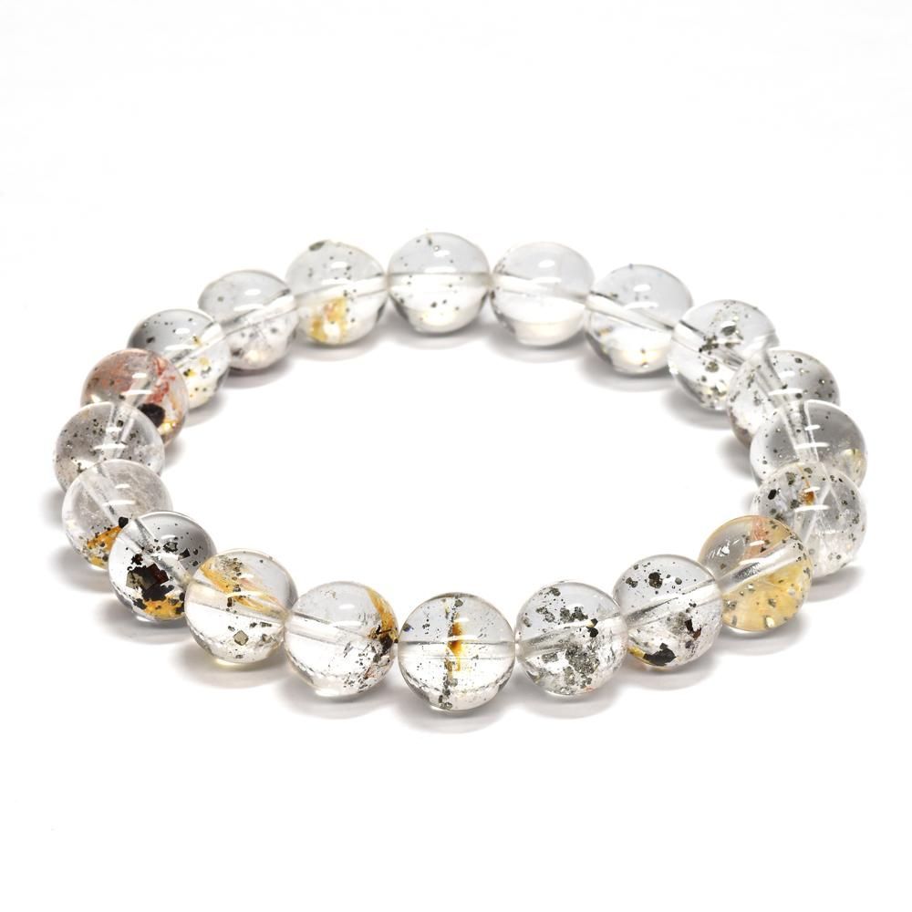 パイライト・イン・クォーツ ブレスレット 10mm #PF116 - プレミアム