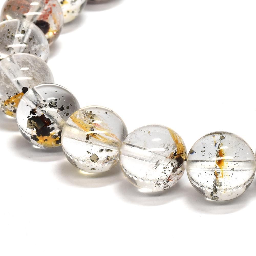 パイライト・イン・クォーツ ブレスレット 10mm #PF116 - プレミアム