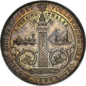 オーストリア 1857A 2ターラー ウィーン・トリエステ鉄道開通記念銀貨