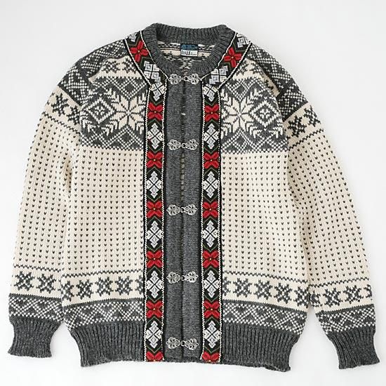 K0082 1970年代ノルウェー製『DALE of NORWAY』杢グレーウール銀フック