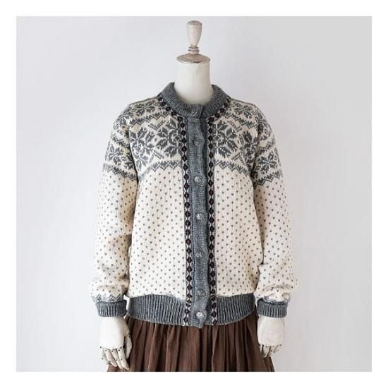 K0094 1970年代Dale of Norway杢グレーノルディックウールカーディガン