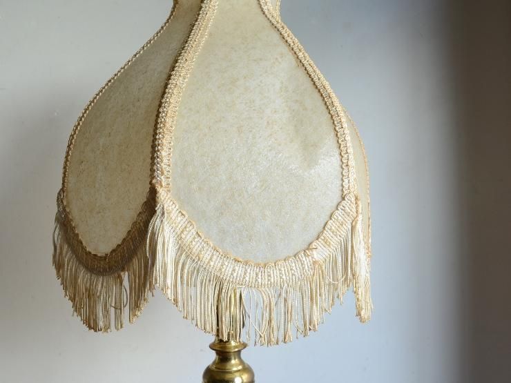 フリンジシェード マーブルテーブルランプ（H46cm）｜アンティーク照明