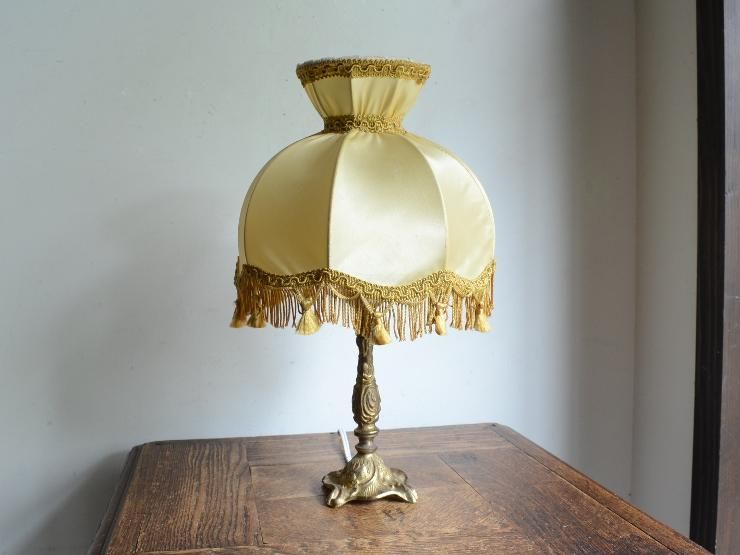 ヴィンテージ シェード付き 真鍮テーブルランプ（H35cm