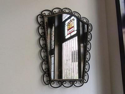 アンティーク アイアンフレーム 壁掛けミラー｜アンティーク家具