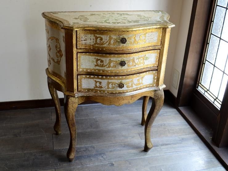 ITALY 木製猫脚3段チェスト｜アンティーク家具・ヴィンテージ家具