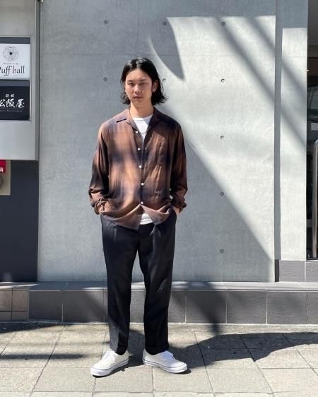WACKO MARIA (ワコマリア) OMBRE CHECK OPEN COLLAR SHIRT L/S