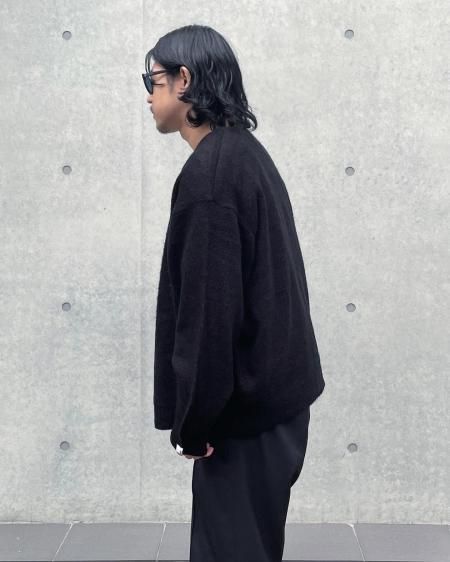 WAX (ワックス) Solid cardigan (モヘアタッチカーディガン) BLACK