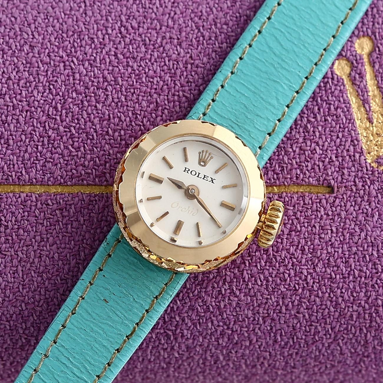 ロレックス カメレオン ネットフルーテッド 18KYG 純正革ベルト & 尾錠