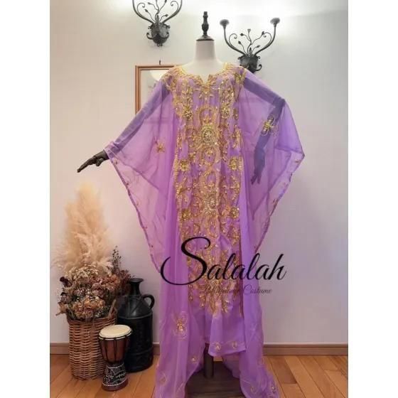 エジプト製 ハリージドレス ラベンダー lw1899 - ベリーダンス衣装
