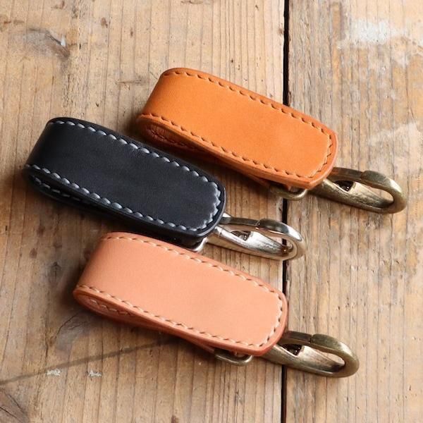 栃木レザー使用]ベルトループキーホルダーNL/BLK/BRN - 革工房OHANA