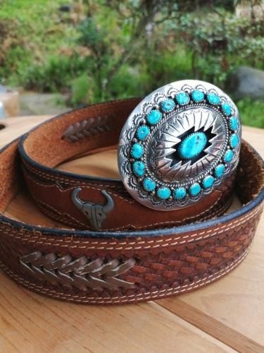 W.M スターリングシルバー ターコイズ ベルトバックル