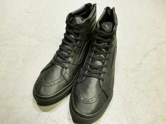 Vans SK8-HI Slim Zip Punching Leather Black - Laid back(レイド