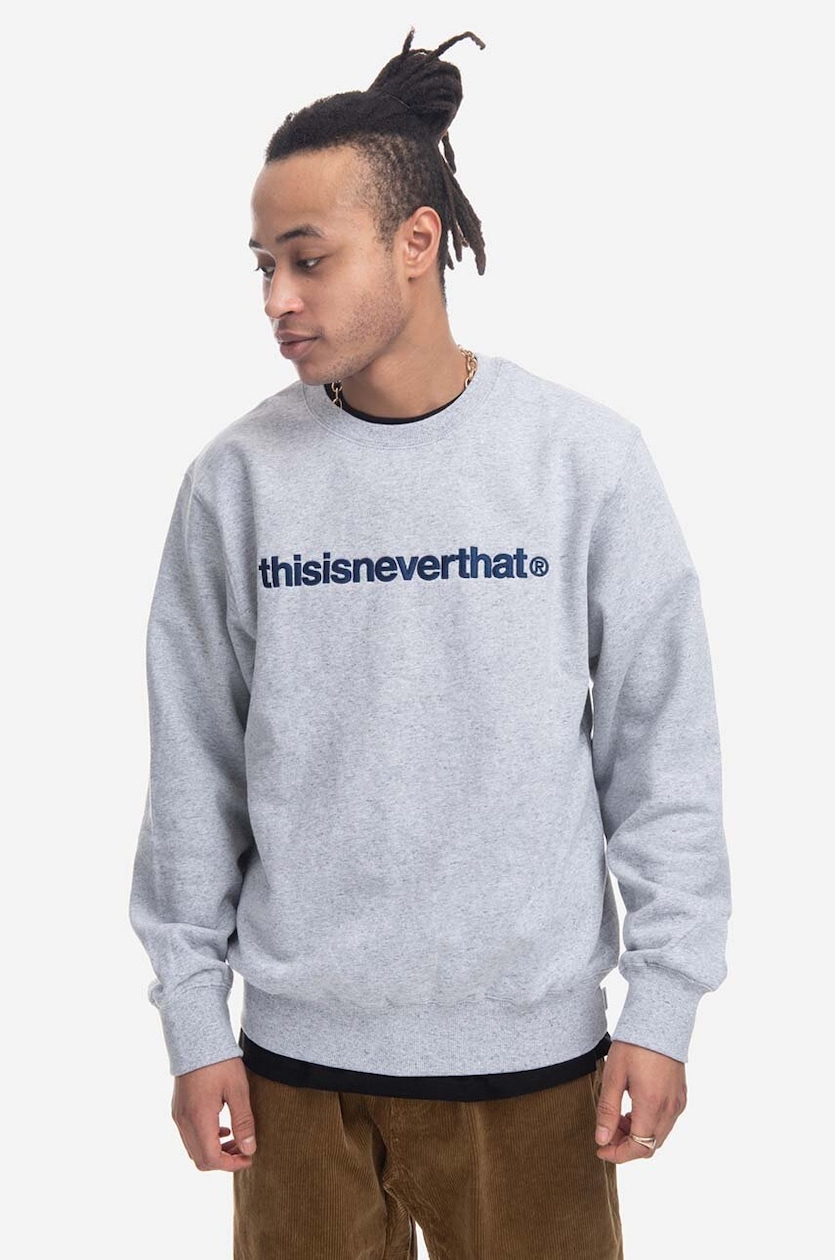 thisisneverthat cotton sweatshirt T-Logo Crewneck men's gray color