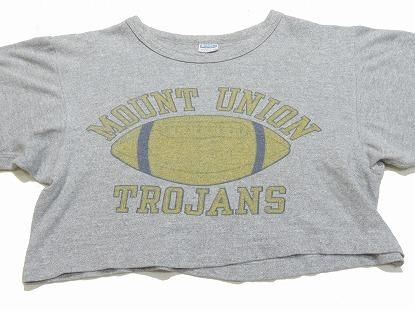 70's Champion 三段染み込みプリント霜降りグレーTシャツ MADE IN USA