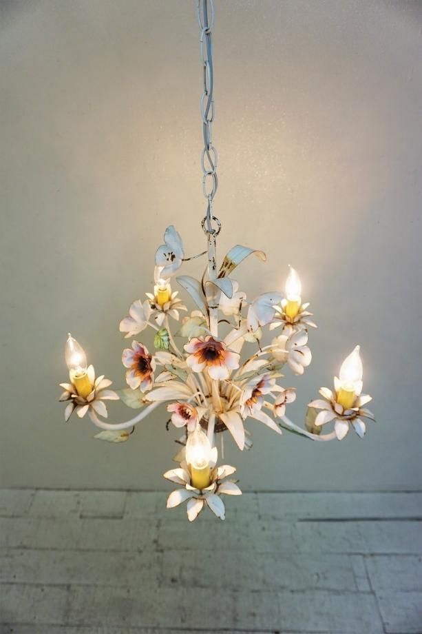 1960-70's ヴィンテージ フラワーモチーフ 5灯シャンデリア