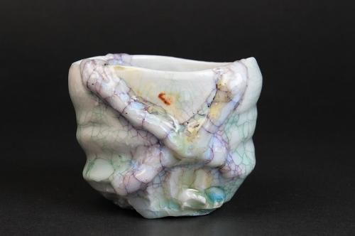 氏家昂大 「 漆貫入彩白磁ぐい呑 」 酒器 盃 - レトロ ＆アート空間