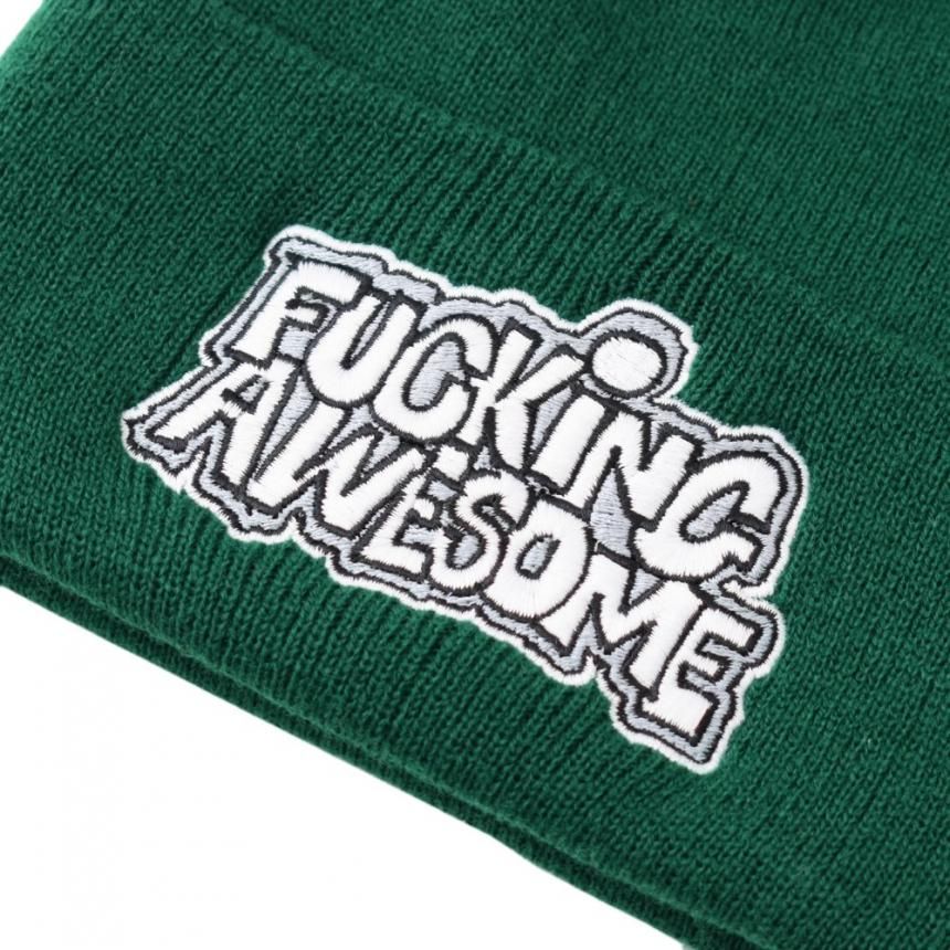 FUCKING AWESOME PBS LOGO CUFF BEANIE / FOREST GREEN (ファッキン