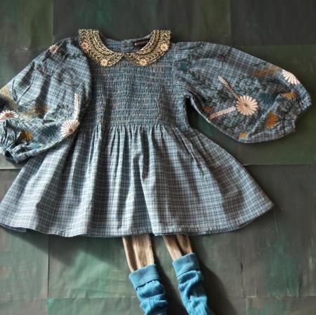 Bonjour bonjour diary ワンピース 4Y 水色 花柄 Bonjour bonjour