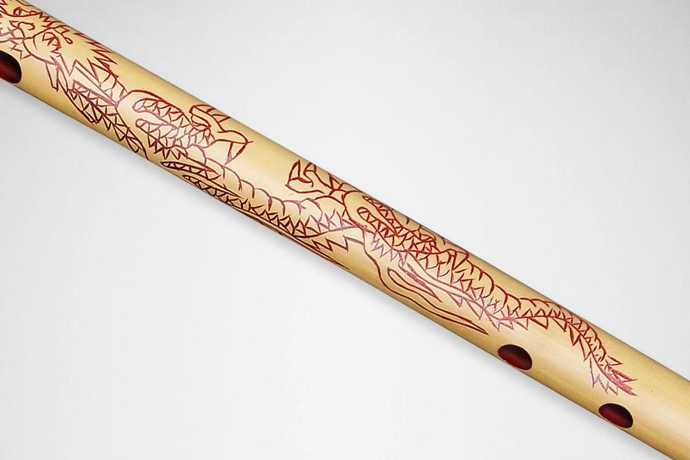 獅子田 竹峰 スジ彫 龍 彫込 両巻 - 獅子田流 篠笛「大塚竹管楽器」