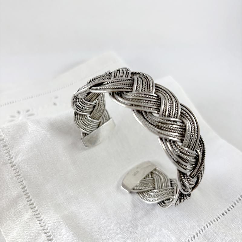 シルバーブレスレット バングル シルバー925 縄編み - soracoya（空小屋）