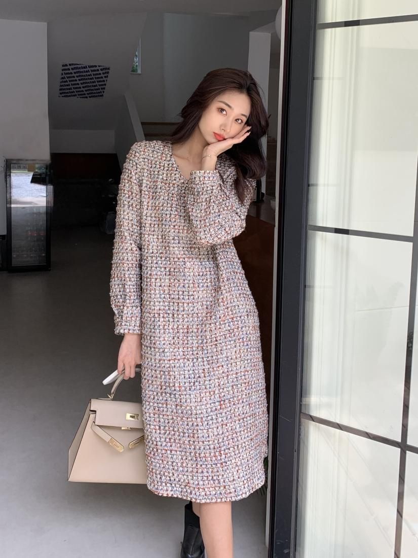 40% OFF】V NECK TWEED DRESS - BIRTHDAY BASH