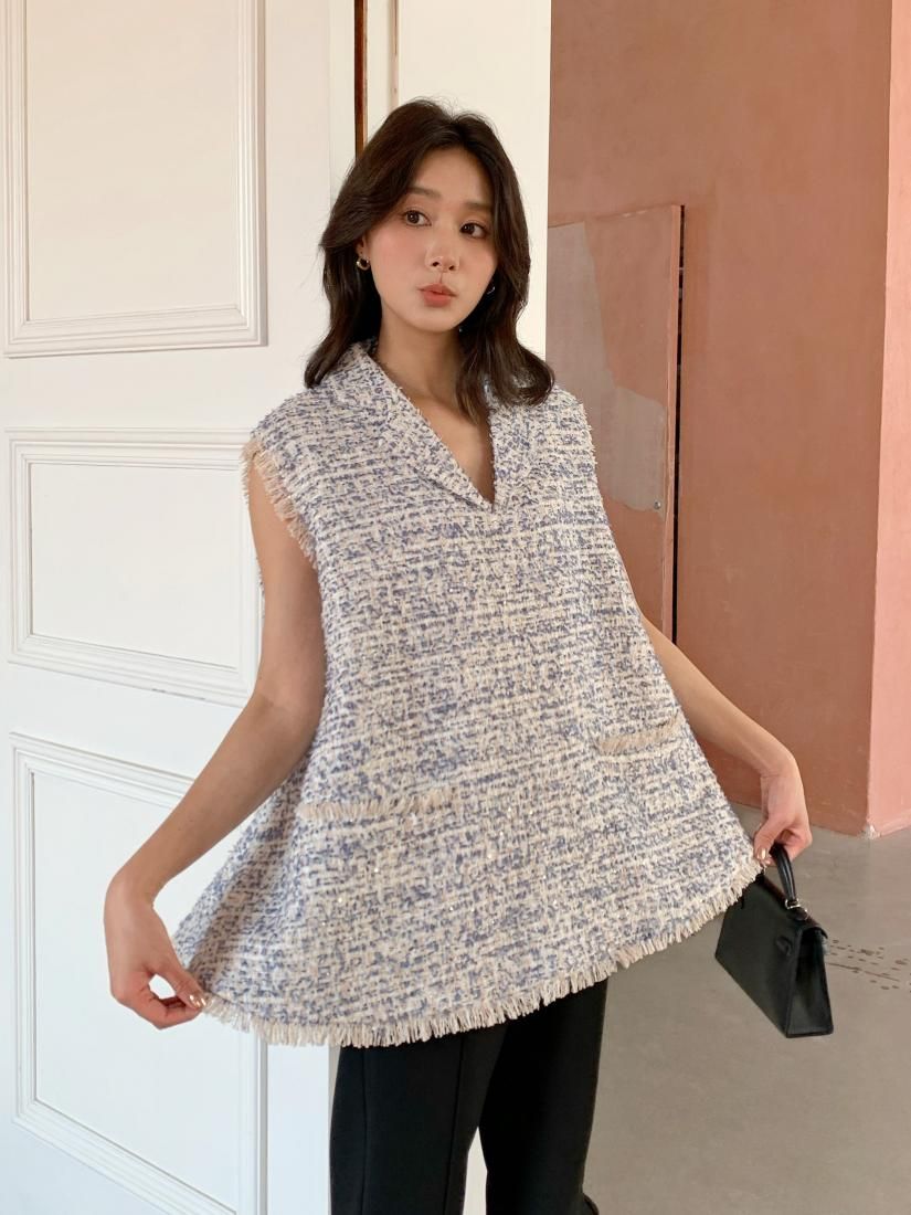 TWEED A LINE COLLAR TOPS - BIRTHDAY BASH