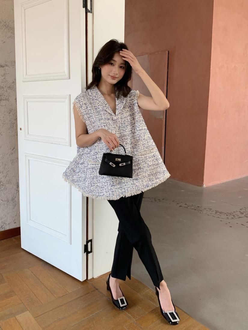 TWEED A LINE COLLAR TOPS - BIRTHDAY BASH