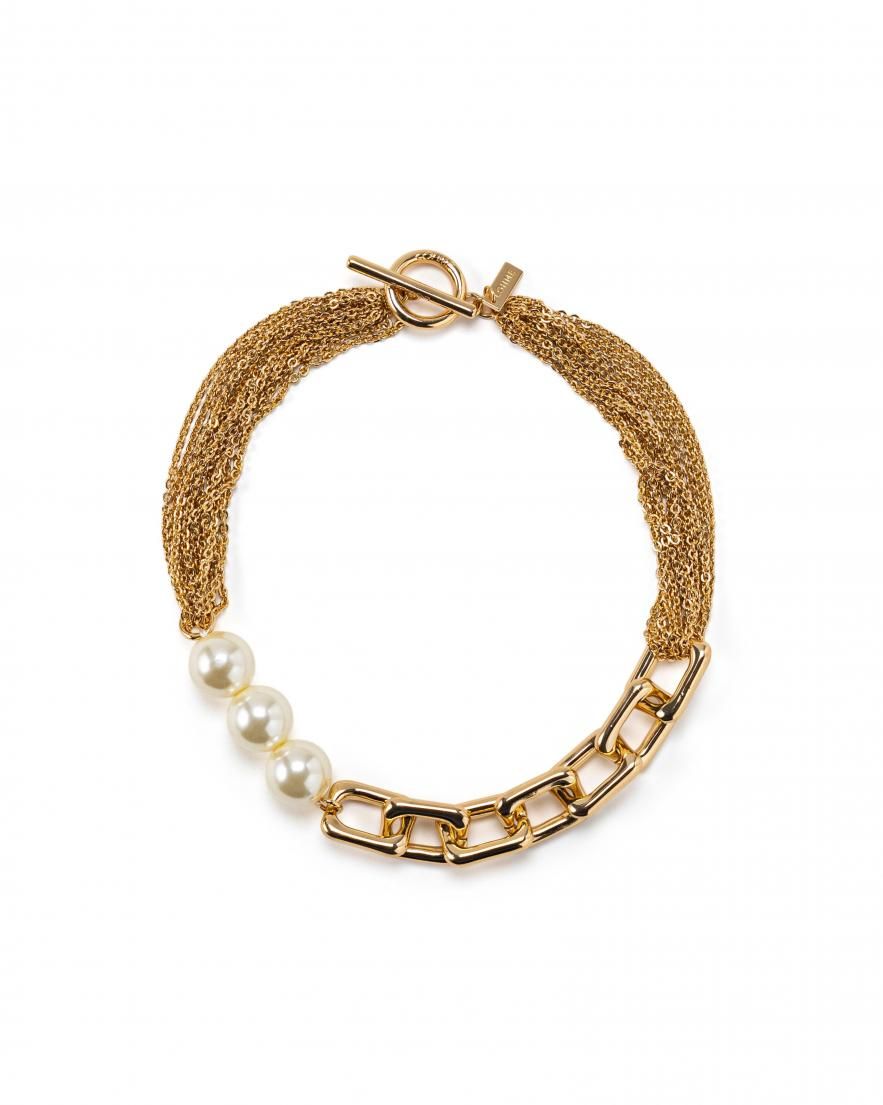 パールミックスチェーンネックレス | GD/SV - LOHME ONLINE STORE