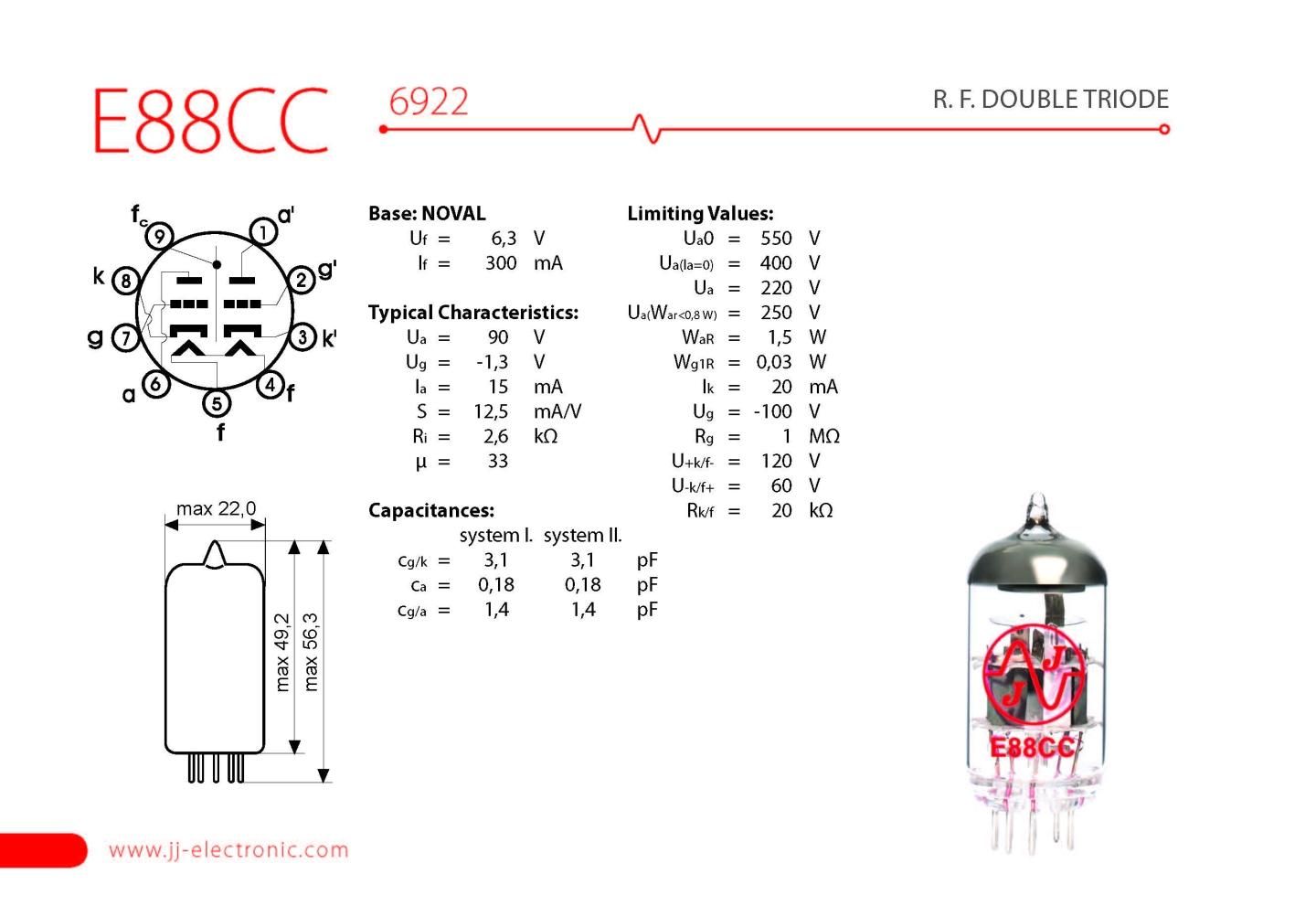 JJ E88CC (6DJ8/6922) - テクソル オンラインショップ | 高品質真空管