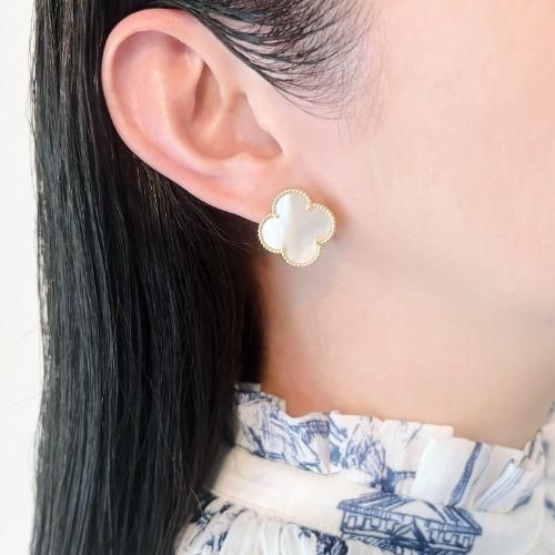 クローバーピアス 20mm（マザーオブパール） - AR JEWELRY