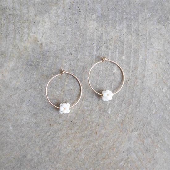 ピアス【Swing】/14KGF*ミニ編み玉サンゴ+フープピアス - Accessory