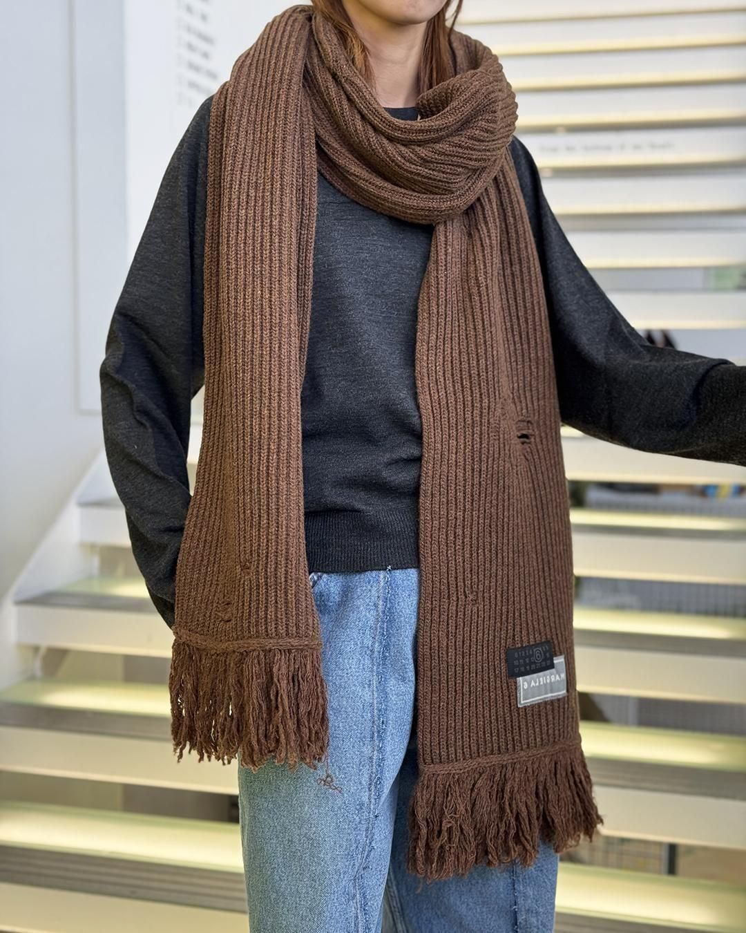 MM6 MAISON MARGIELA｜ウールスカーフ｜ロングマフラー｜ブラウン