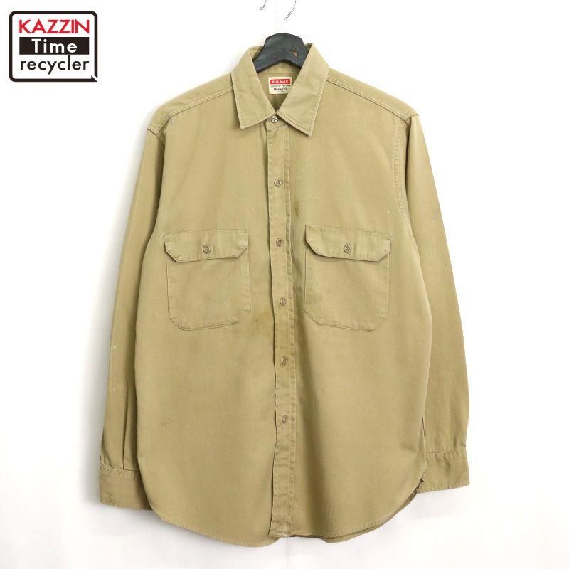 い*も様 50s vintage USA製 ツイルシャツ マチ付き コットン L 50s