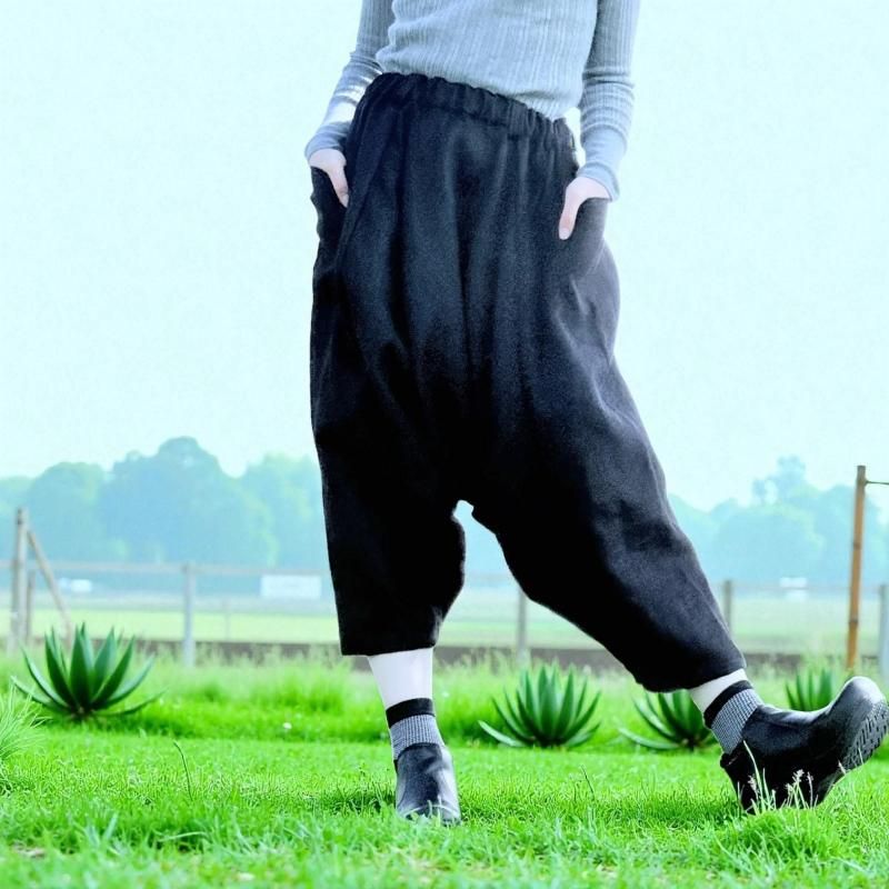 サルエルパンツ | フレンチリネン | ブラック - 自然素材服 Takane