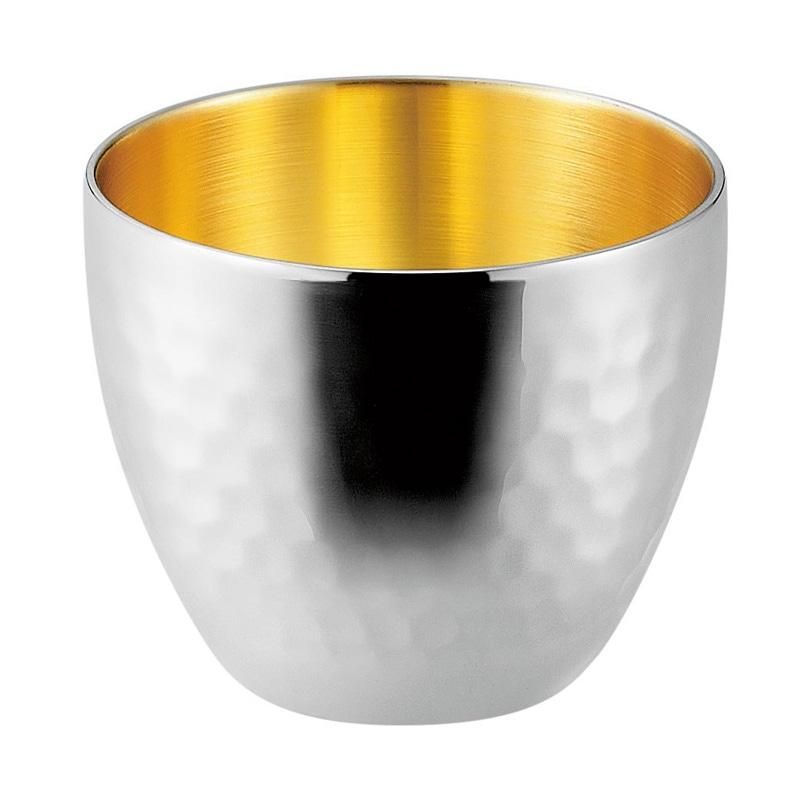 SUSCUP鎚＞サス鎚目2重ぐい呑み内金 70ml | 18-8ステンレス製で内面