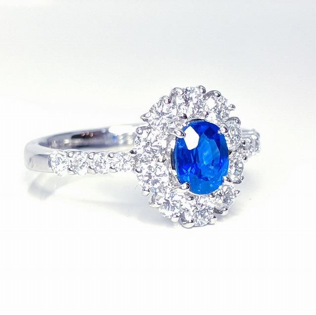 コーンフラワーカラーサファイア ダイヤモンドリング SA 0.768ct D