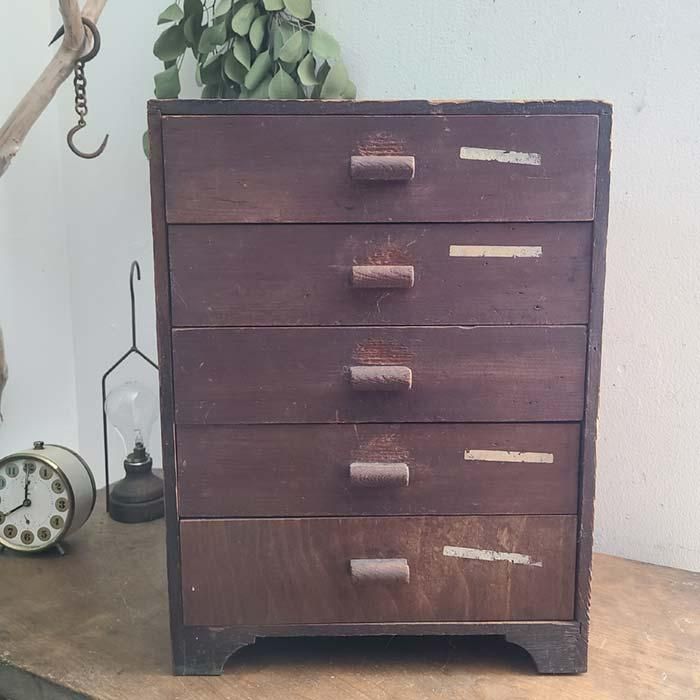昭和レトロ・古家具・古道具・木製小引き出し・5段チェスト | 旅する