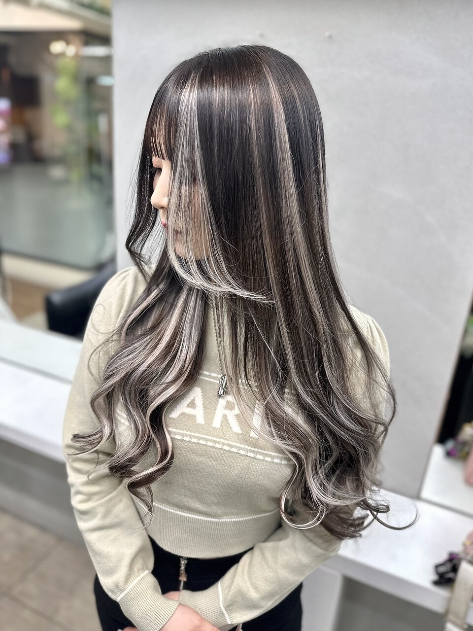 シールエクステハイライト40枚/グレージュ＆ホワイトアッシュ