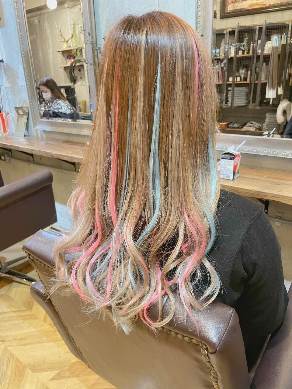 シールエクステ】ピンク＆ライトブルーハイライト：L101737490