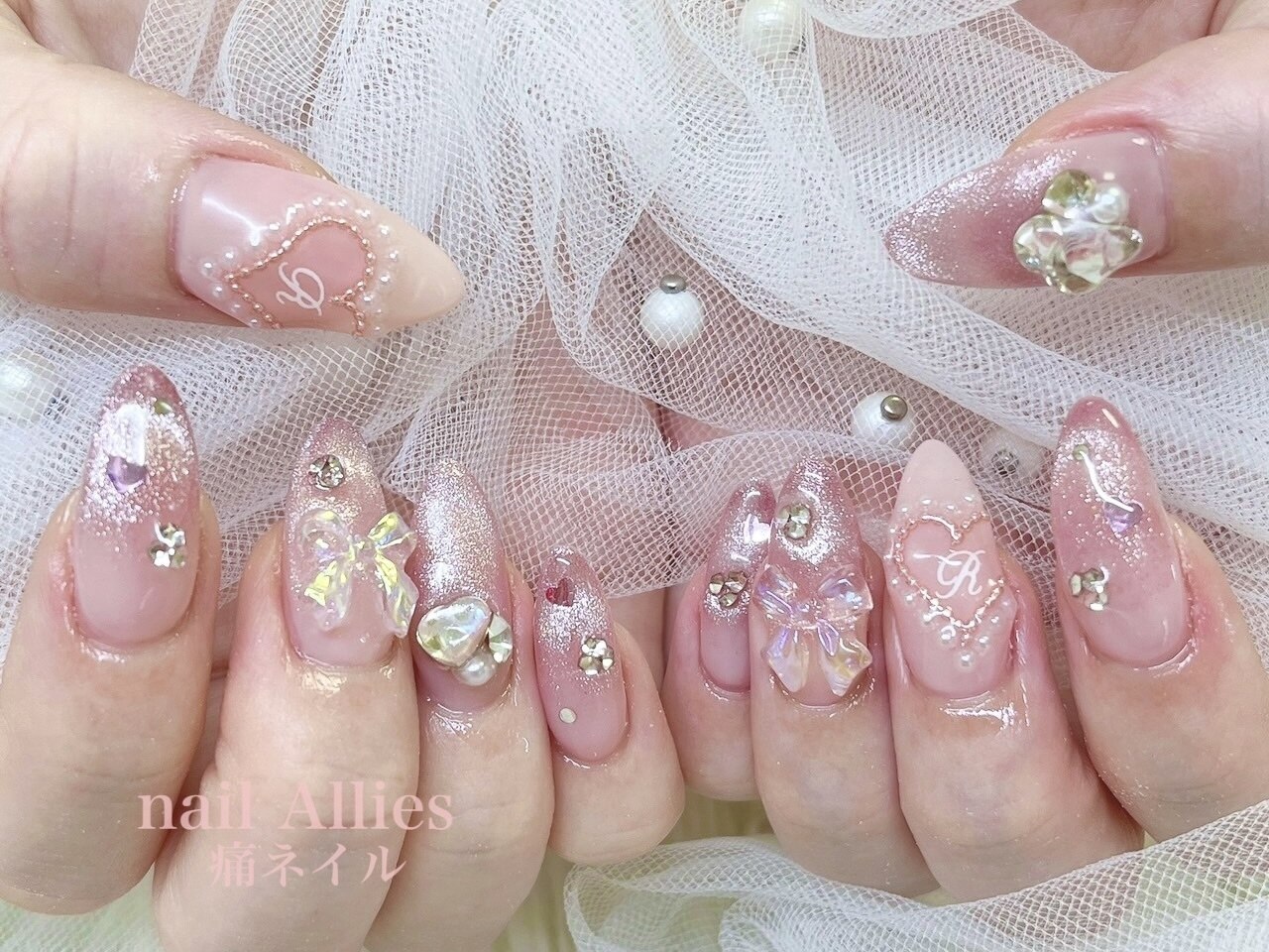 お急ぎ便A♥ ネイルチップ 量産型 韓国 フレンチ ちゅるん 推し活