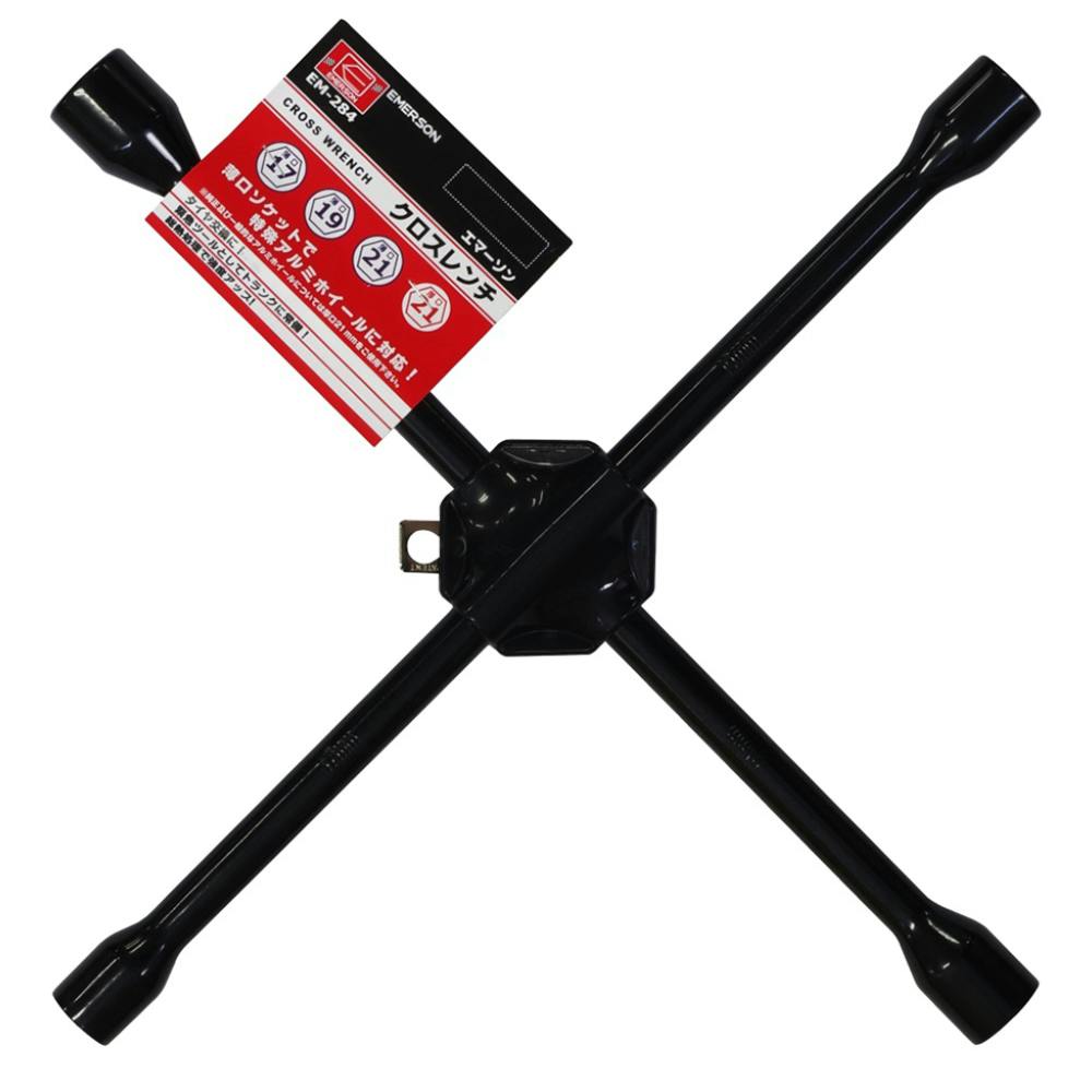 エマーソン タイヤ交換工具 クロスレンチ アルミホイール対応 ブラック