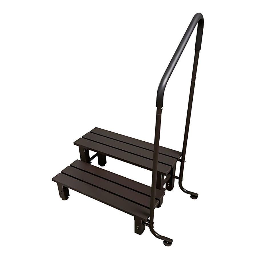 踏み台 ステップ台 手すり付き 2段 アルミ製 階段 軽量 作業台 縁側