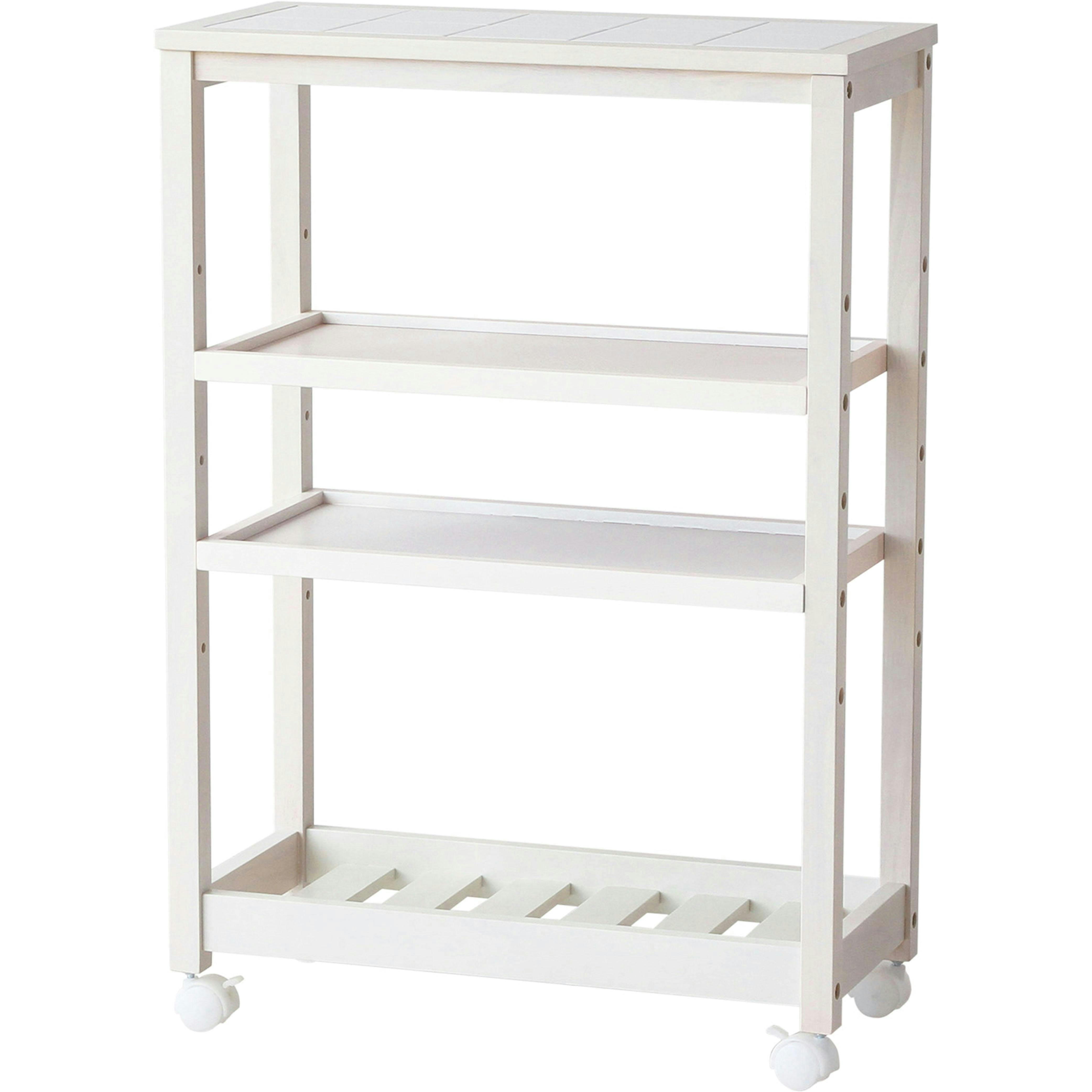 タイル天板のスキマ収納ワゴン Soup Slim Wagon4段 ホワイト